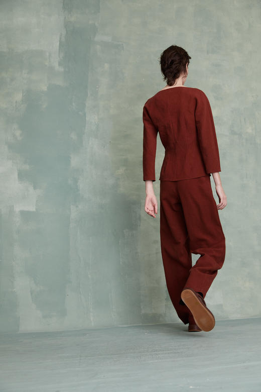 Cortana  赤陶色lina褶纹亚麻夹克 商品图4