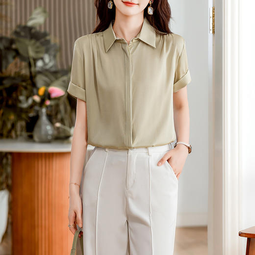 时尚真丝，短袖衬衫HR-LQSM6333 商品图0