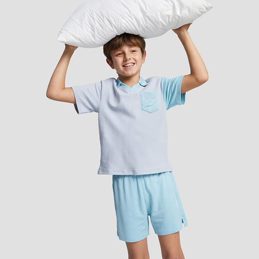 【专属】moodytiger儿童家居服夏款男女童渐变宽松v领短袖短裤居家服套装M32120101 商品图3