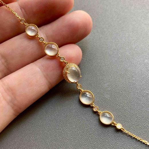 玻璃种翡翠蛋面手链18k黄金钻石镶嵌 商品图7