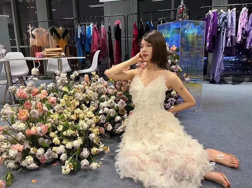 立体格纹流苏吊带连衣裙 商品图3