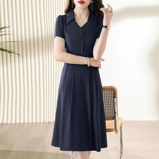 衬衫连衣裙新款中年妈妈收腰显瘦遮肚子气质中长裙HR-WY78189 商品图3