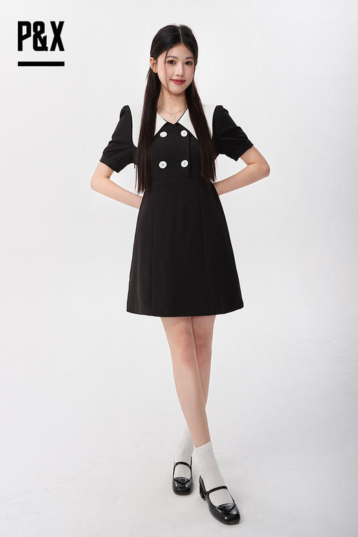 P&X设计师女装  梭织连衣短裙 823208878B 黑色 商品图5