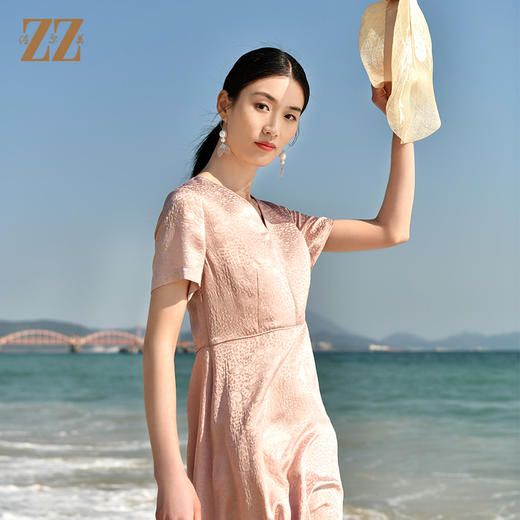 佐尔美夏季新款 气质优雅100%桑蚕丝真丝连衣裙女E32LS36 商品图4