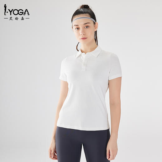 IYOGA运动T恤纯色POLO衫女T041 商品图1