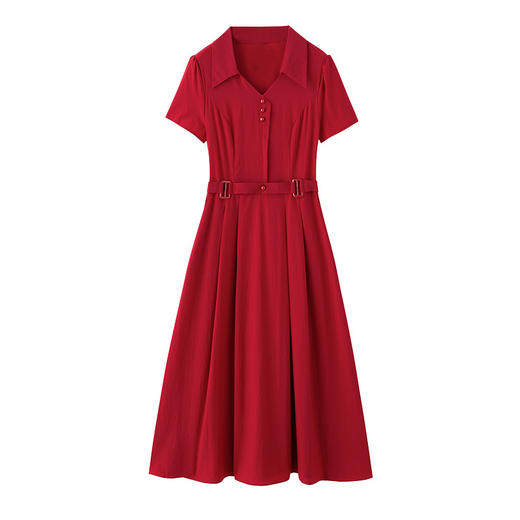 衬衫连衣裙新款中年妈妈收腰显瘦遮肚子气质中长裙HR-WY78189 商品图4