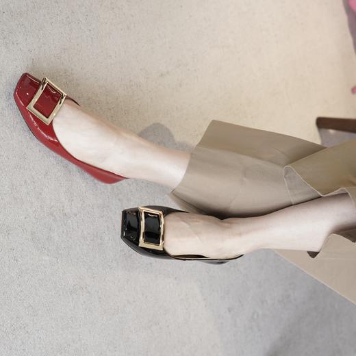 westory女鞋2023夏季新款平底牛漆皮百搭单鞋羊皮内里内垫73031 商品图1