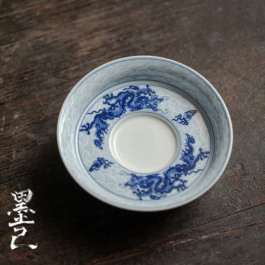 墨已 | 仿古胎青花釉下彩龙纹盖碗 品茗杯  壶承 商品图2