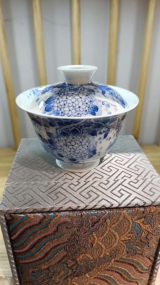 B-SST-3009 素手堂 绣球花青花盖碗 商品图0