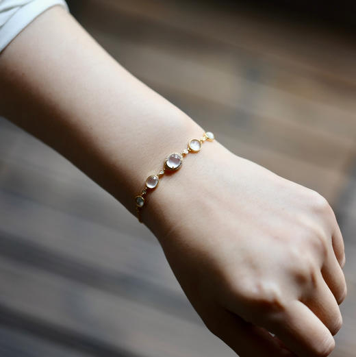 玻璃种翡翠蛋面手链18k黄金钻石镶嵌 商品图9