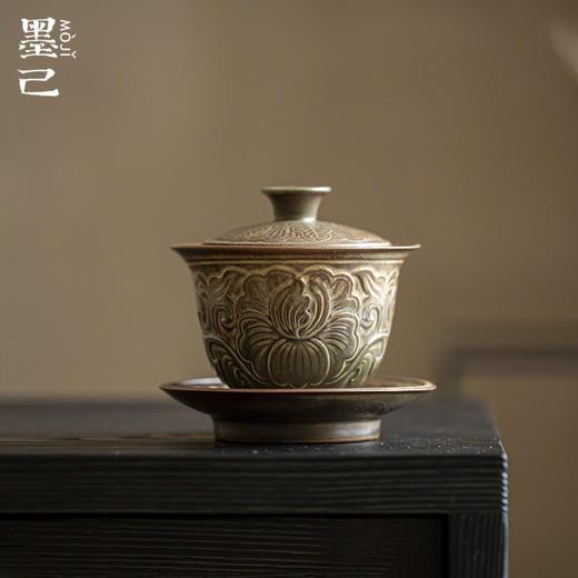 墨己 | 备前烧日式粗陶 三才盖碗 品茗杯 盖置 茶叶罐 商品图0