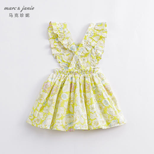 马克珍妮夏装裙子 女童田园风花卉满印纯棉背带裙连衣裙230152 商品图1
