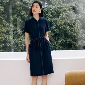 玳莎22mm弹力重磅真丝衬衫式连衣裙夏季轻奢简约设计感裙子  DB35106