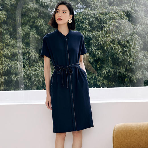 玳莎22mm弹力重磅真丝衬衫式连衣裙夏季轻奢简约设计感裙子  DB35106 商品图0