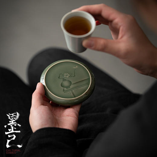 墨己 | 越窑青瓷半刀泥镜花盖置 商品图0