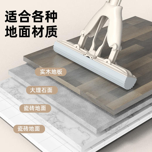 【免手洗！加大加宽懒人拖把】新款吸水海绵挤水 加厚加大棉头 快速吸水 一拉即干 清洁无死角 免手洗懒人家用胶棉拖把 地拖大号拖布 商品图2
