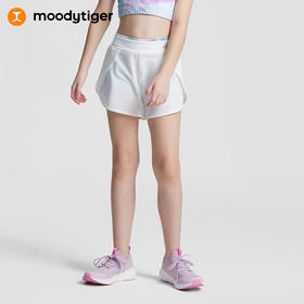 【特价】moodytiger儿童裤子2023夏季新款女童柔软个性假两件防晒运动短裤M32211602