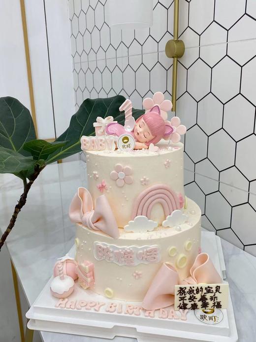 粉色安妮宝贝翻糖造型双层蛋糕（备注刻名字） 商品图2