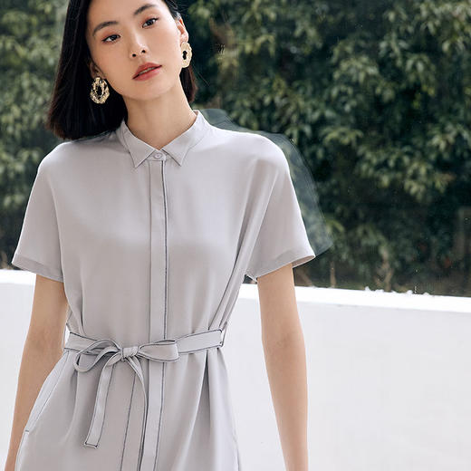 玳莎22mm弹力重磅真丝衬衫式连衣裙夏季轻奢简约设计感裙子  DB35106 商品图2