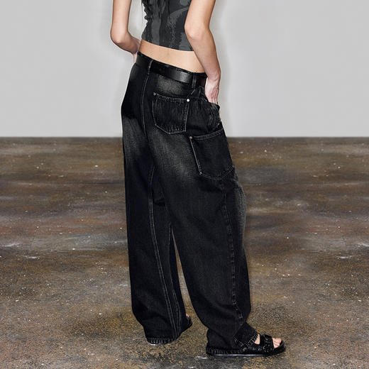 NUTH“小飞鼠”｜黑色牛仔裤设计感复古宽松阔腿牛仔裤 商品图2