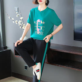 短袖冰丝运动套装，宽松休闲时尚两件套CC-10-1811