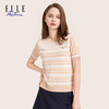 ELLE Active 女装休闲简约风圆领套头拼接短袖百搭针织衫夏季新款 商品缩略图3