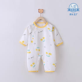 【纯棉透气大偏襟连体衣】宝宝衣服空调服婴儿连体衣纯棉新生儿哈衣夏装睡衣春装外出爬爬服