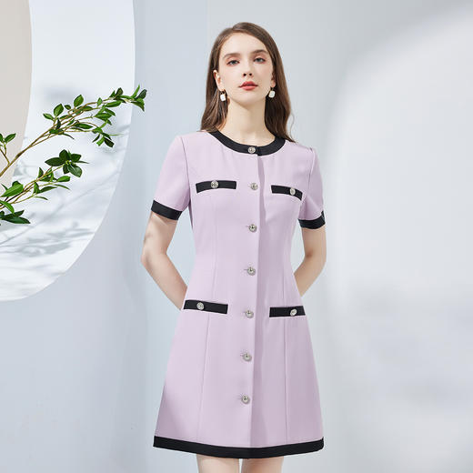 NF8G6斯尔丽瑟俪2023夏季新款职业高级感小香风减龄修身款长袖连衣裙 商品图0