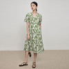 IN AND ON21784法式复古亚麻印花连衣裙女夏季中长款碎花高腰显瘦V领修身A字裙 商品缩略图5