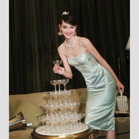 【大货福利，不退不换】  【雨后金竹】法式名媛气质修身吊带连衣裙女2023夏季
