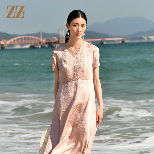 佐尔美夏季新款 气质优雅100%桑蚕丝真丝连衣裙女E32LS36 商品图2