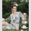BeQueenStory【花园油画】时尚复古碎花露腰连衣裙&上衣2023新款 商品缩略图4
