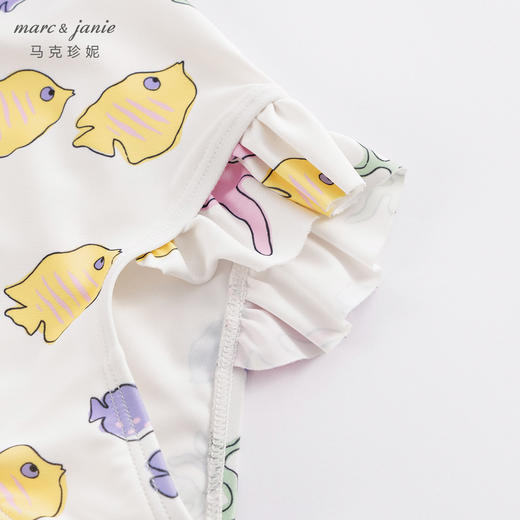 【凉感防晒】马克珍妮夏装新款女童弹力泳衣泳帽连体游泳衣231122 商品图5