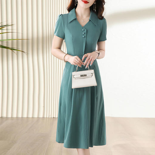 衬衫连衣裙新款中年妈妈收腰显瘦遮肚子气质中长裙HR-WY78189 商品图2