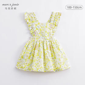 马克珍妮夏装裙子 女童田园风花卉满印纯棉背带裙连衣裙230152