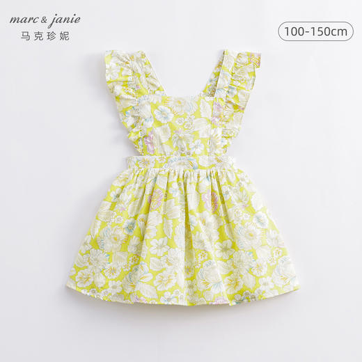 马克珍妮夏装裙子 女童田园风花卉满印纯棉背带裙连衣裙230152 商品图0