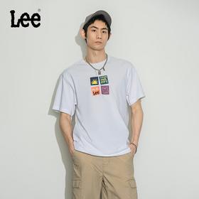 Lee商场同款23春夏新品舒适圆领多色印花男短袖T恤棉LMT0016024DR