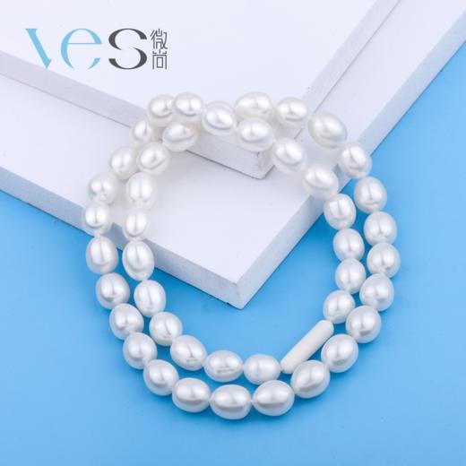 白色近椭圆淡水珍珠8mm项链 商品图1