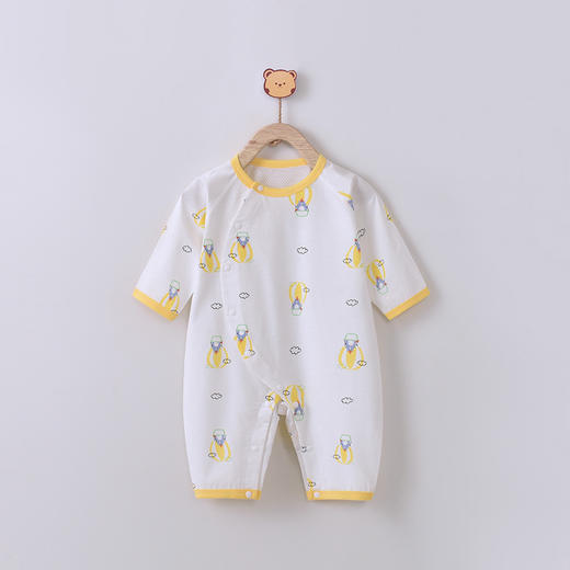 【纯棉透气大偏襟连体衣】宝宝衣服空调服婴儿连体衣纯棉新生儿哈衣夏装睡衣春装外出爬爬服 商品图6