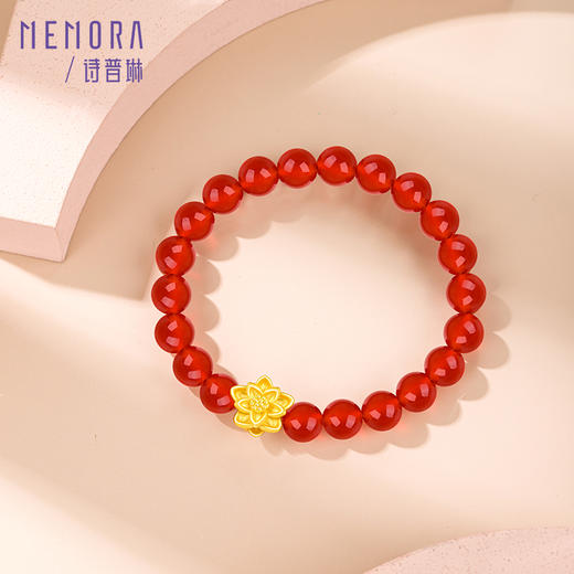 足金莲花转运珠花朵玛瑙手串送妈妈礼物MEMORA诗普琳HBE045（线上专供） 商品图4