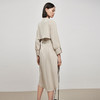 IN AND ON21881新款经典风衣式丝质连衣裙女宽松V领收腰中长裙 商品缩略图7
