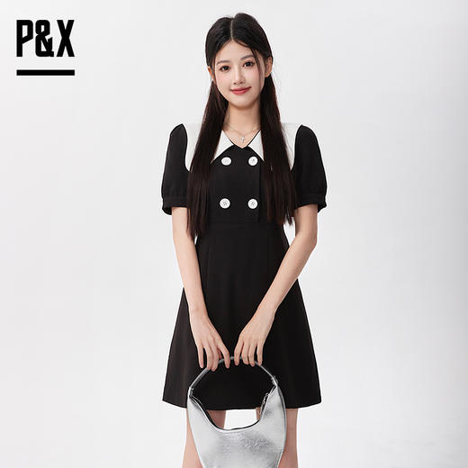 P&X设计师女装  梭织连衣短裙 823208878B 黑色 商品图3