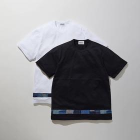 KUON Boro Striped Hem Tee 日本古布拼接短袖圆领T恤