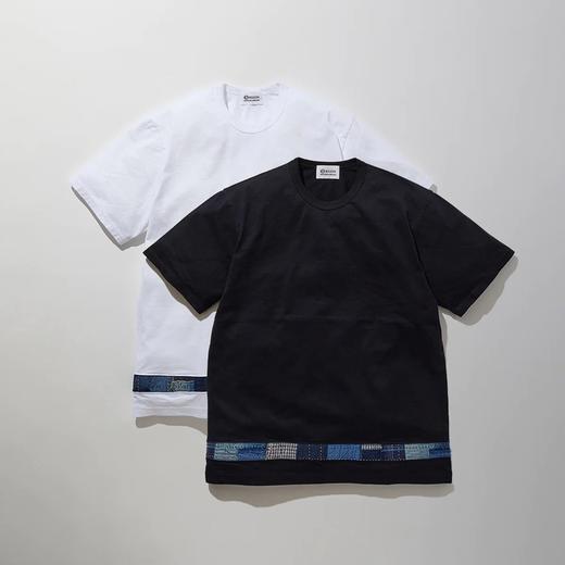 KUON Boro Striped Hem Tee 日本古布拼接短袖圆领T恤 商品图0