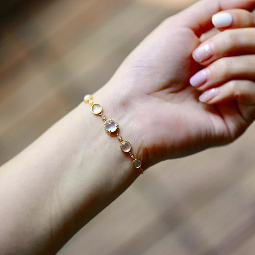 玻璃种翡翠蛋面手链18k黄金钻石镶嵌 商品图11