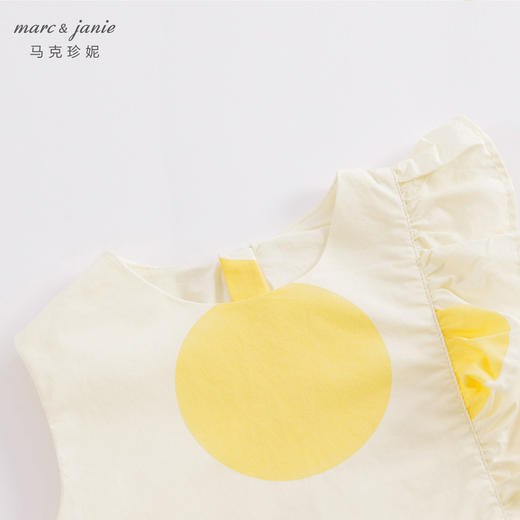 马克珍妮新款夏装 女童黄色波点花边领纯棉连衣裙230819 商品图2