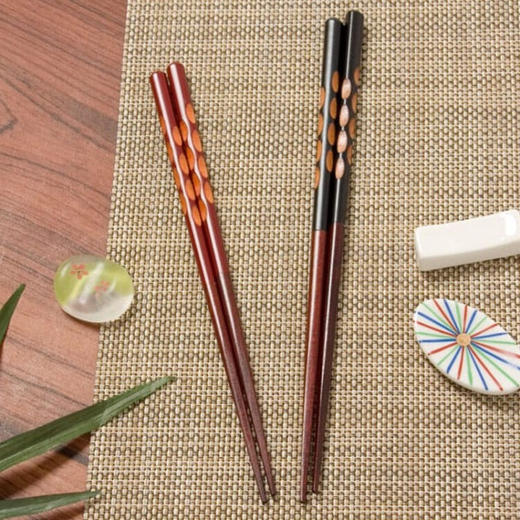 刀削木筷 黑色/红色 商品图0