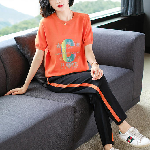 短袖冰丝运动套装，宽松休闲时尚两件套CC-10-1811 商品图3