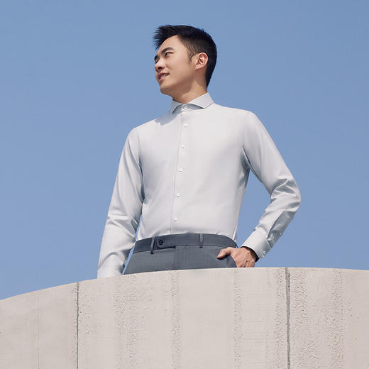 十如仕100支纱温莎领提花凉感长袖衬衫-401-01 商品图9