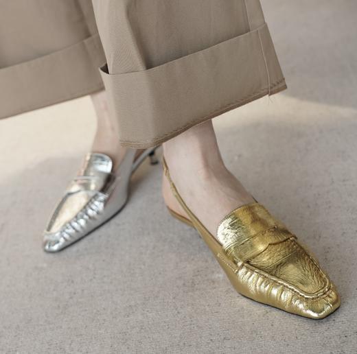 westory女鞋夏季新款尖头高跟牛皮后空鞋羊皮内里牛皮鞋垫72961 商品图5